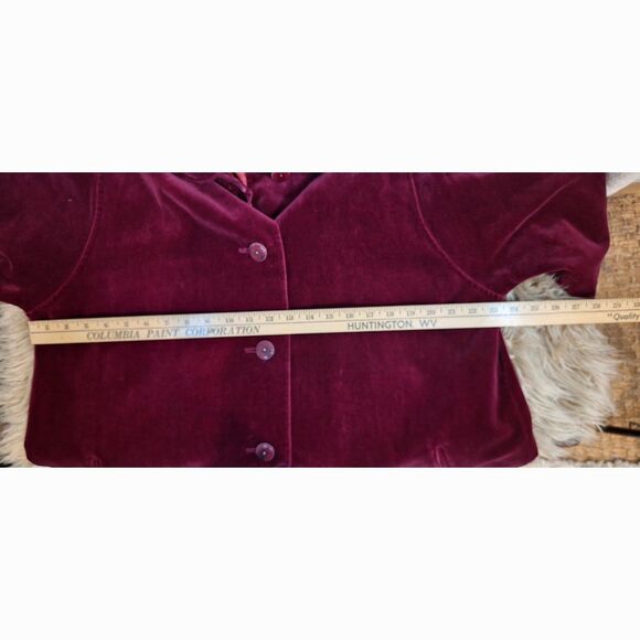 Fashion built Coat for All Seasons Ladies Vintage Velveteen Red Plum - Picture 10 of 11